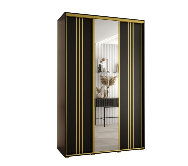 Szafa przesuwna Abiks DAVOS 7 wysoka szer.150cm gł.60cm czarny/czarny/złoty 1szt.