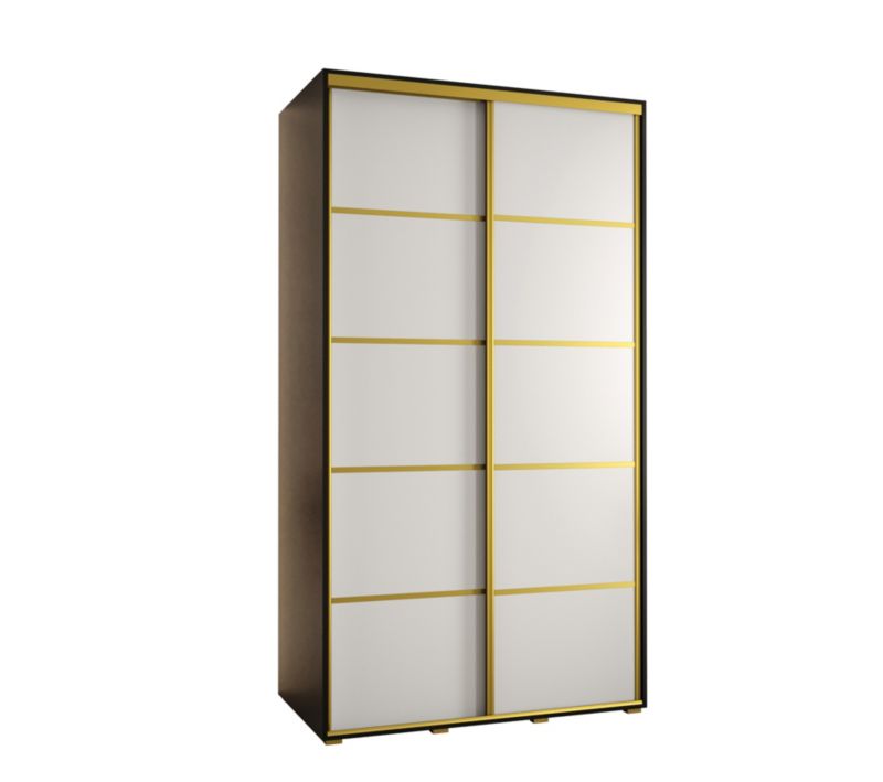 Szafa przesuwna Abiks DAVOS 4 wysoka szer.140cm gł.45cm czarny/biały/złoty 1szt.