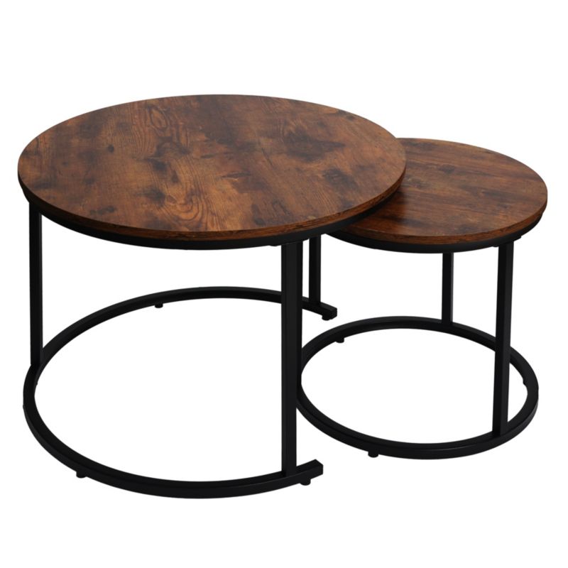 Stoliki kawowe Bauerkraft okrągłe zestaw 2w1 dąb antyczny 1 kpl.