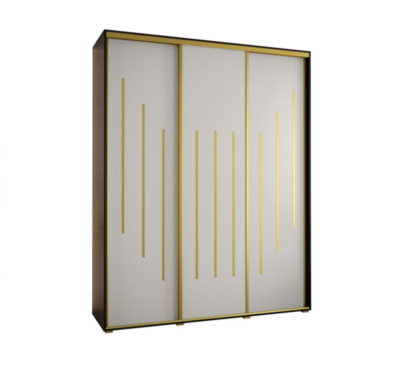 Szafa przesuwna Abiks DAVOS 8 wysoka szer.200cm gł.45cm czarny/biały/złoty 1szt.