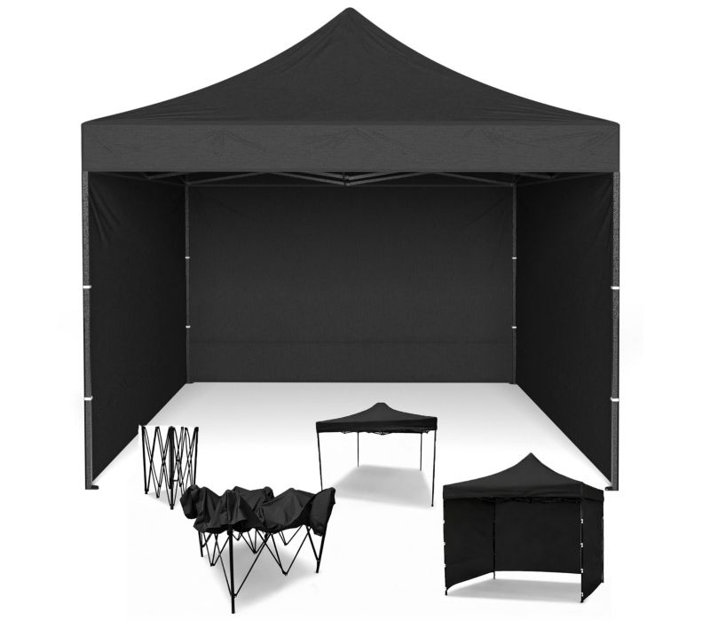 Namiot Handlowy 3x3 Mocne Namioty 30 kg Pawilon ekspresowy ogrodowy targowy składany automatyczny imprezowy Czarny 1 szt.