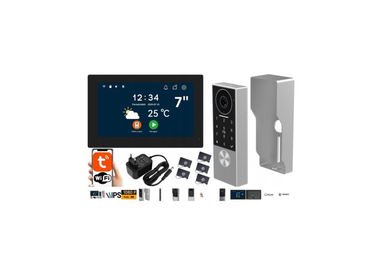 Wideodomofon Reer Ips Kw07 Wifi 1080P App 7' Tuya 2 Żyłowy Pastylki Klawiatura 1 szt