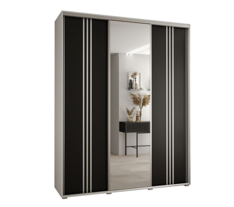 Szafa przesuwna Abiks DAVOS 7 wysoka szer.200cm gł.60cm biały/czarny/srebrny 1szt.