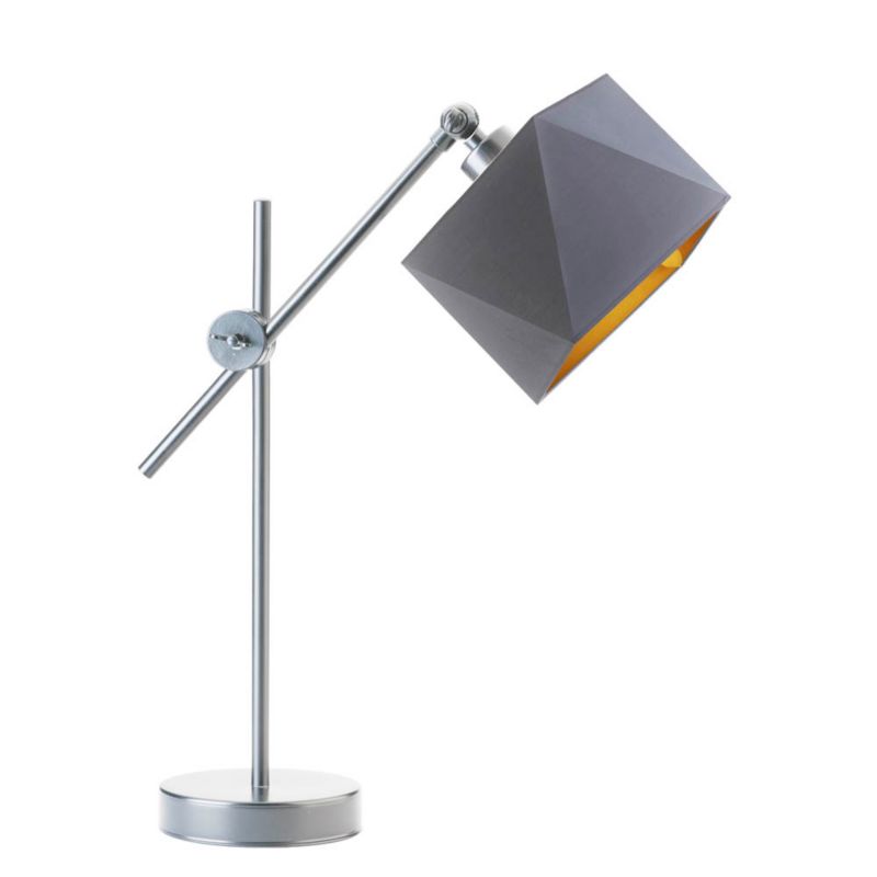Lampka Nocna Volta Light Factory Modern Abażur Srebrny/Szary ze złotem Diament 1xE27 1szt.