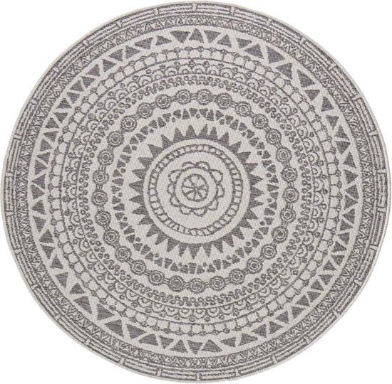Dywan Bougari okrągły na taras 200cm, dwustronny, sznurkowy szaro kremowy 1 szt.