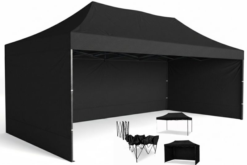 Namiot Handlowy 2x3 Mocne Namioty 29 kg Pawilon ekspresowy ogrodowy targowy składany automatyczny imprezowy Czarny 1 szt.