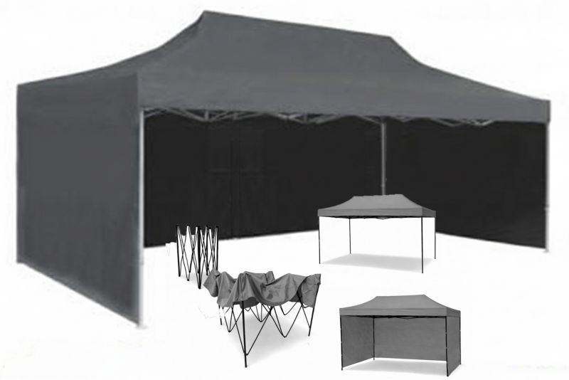 Namiot Handlowy 3x4,5 Mocne Namioty 38 kg Pawilon ekspresowy ogrodowy targowy składany automatyczny imprezowy Szary 1 szt.