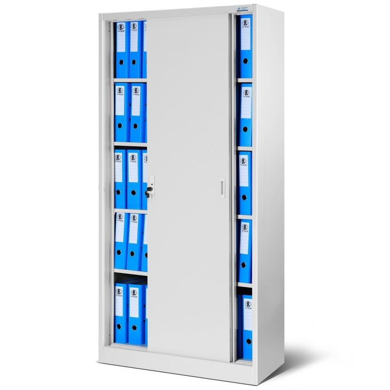 Szafa metalowa biurowa z rozsuwanymi drzwiami Jan Nowak Kuba 185x90x40 cm szara 1 szt