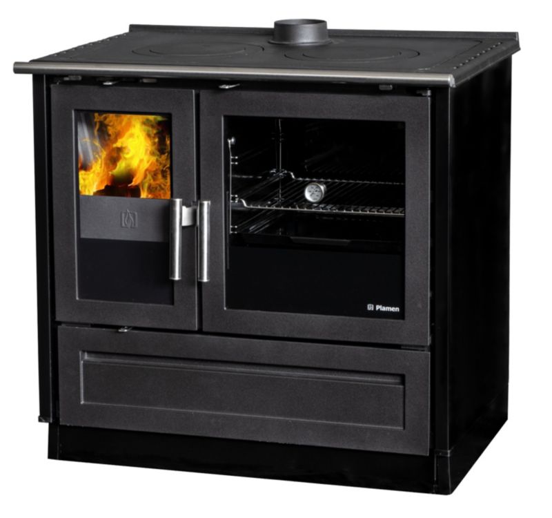 Kuchnia na drewno Plamen GLAS 910 CZARNA 9 kW 1 szt.