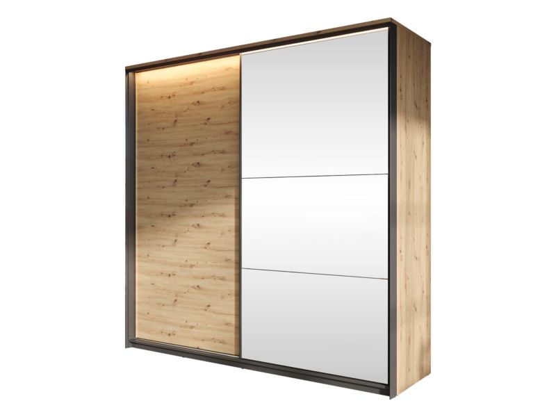 Szafa przesuwna MIRJAN 24 Quant QS-01 z oświetleniem dąb artisan / czarny 1 szt.