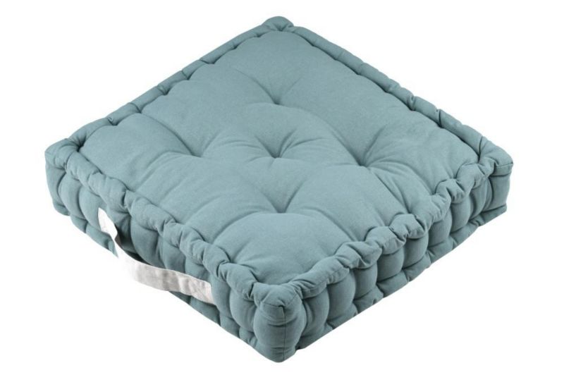 Poduszka podłogowa DUO STOF 45x45 cm pikowana niebieska kwadratowa 1 szt.