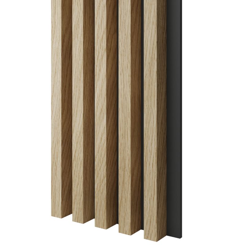 Lamele 3x4cm na czarnej płycie MDF LAMELE3D dąb europejski CPL 1 szt