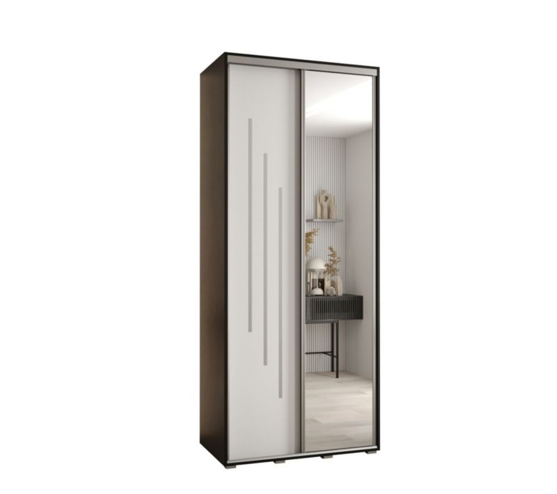 Szafa przesuwna Abiks DAVOS 9 wysoka szer.110cm gł.60cm czarny/biały/srebrny 1szt.