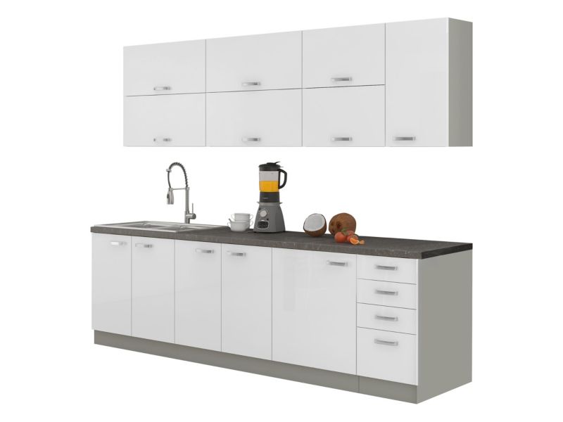 Meble kuchenne MIRJAN 24 Multiline IV szary / biały połysk 1 kpl.