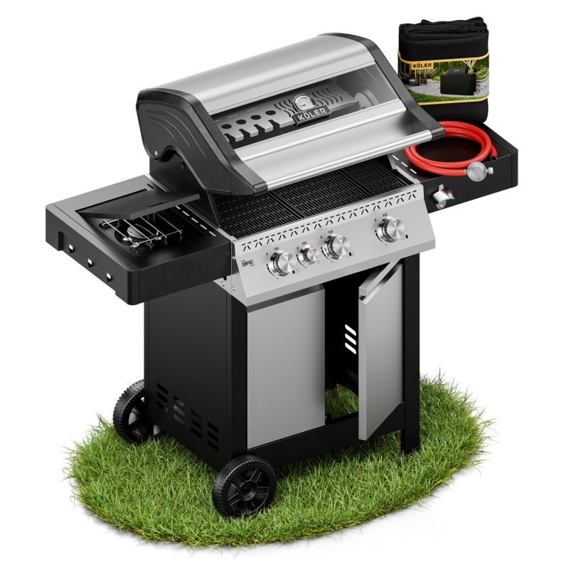 Grill Gazowy Koler Krone Compact 15,5kW 4+1 Stal Nierdzewna, Żeliwne ruszty + pokrowiec 1szt.