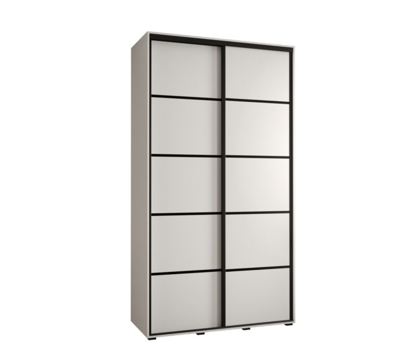 Szafa przesuwna Abiks DAVOS 4 wysoka szer.140cm gł.60cm biały/biały/czarny 1szt.