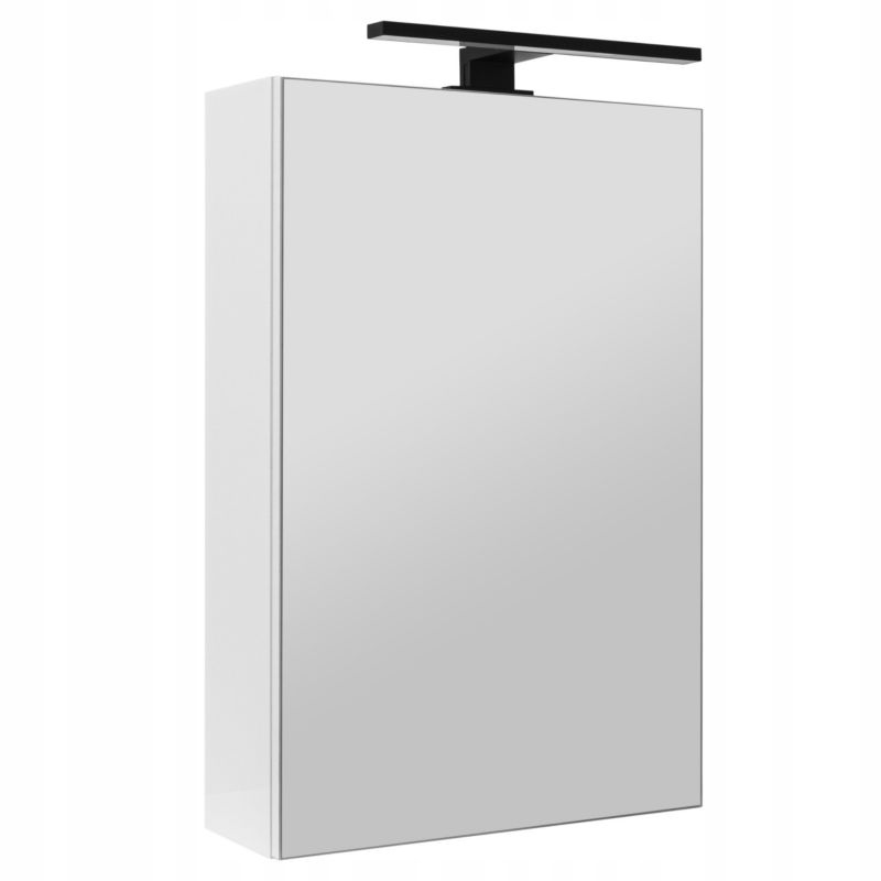 Szafka łazienkowa z lustrem MyFurni, 40 cm, biała połysk, oświetlenie LED, wisząca, lustrzana, 1 kpl.