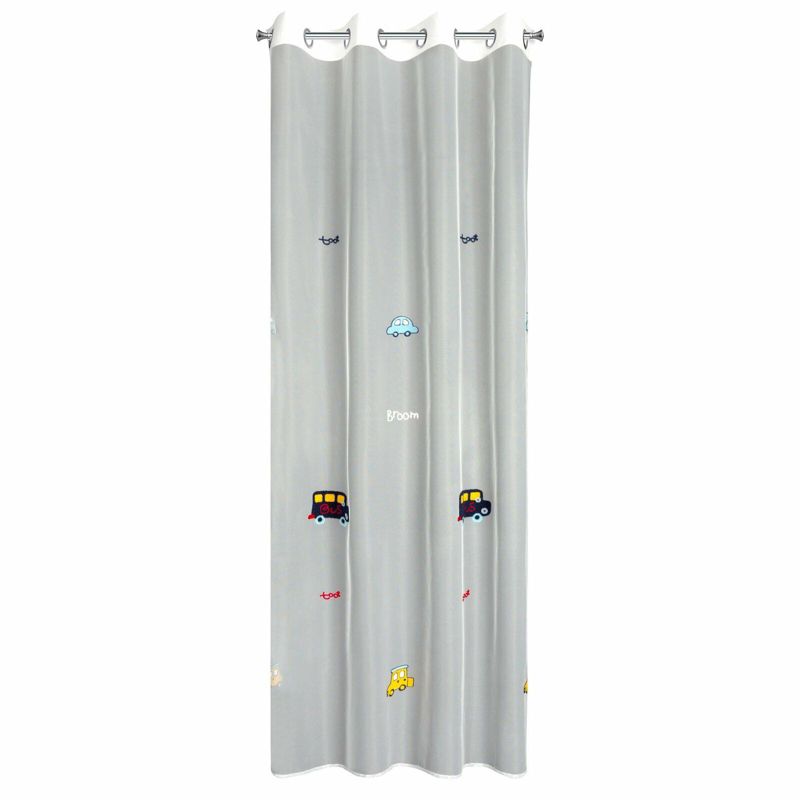 Firana Alvin Eurofirany 140 x 250 cm biała haftowana puszystą nicią z kolorowymi samochodzikami 1 szt.
