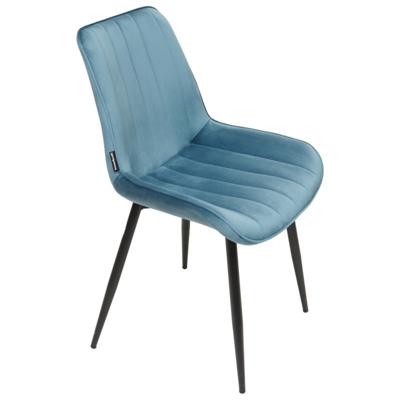 Krzesło tapicerowane Bauerkraft welurowe do salonu jadalni velvet loft niebieskie 1szt