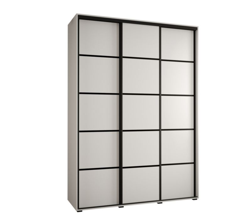 Szafa przesuwna Abiks DAVOS 4 wysoka szer.180cm gł.45cm biały/biały/czarny 1szt.