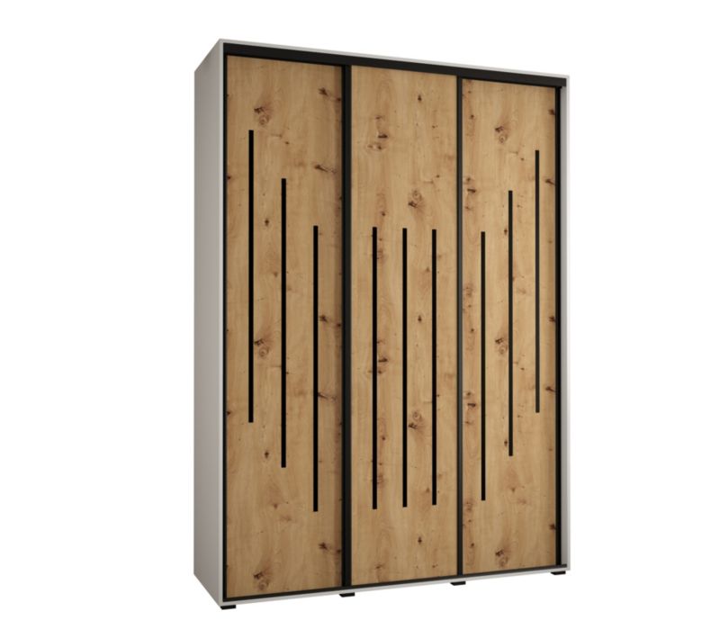 Szafa przesuwna Abiks DAVOS 8 wysoka szer.180cm gł.60cm biały/artisan/czarny 1szt.