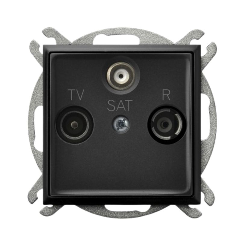 Gniazdo Antenowe RTV/SAT Końcowe Ospel Czarny Metalik Podtynkowe 1 szt.