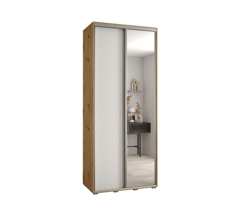 Szafa przesuwna Abiks DAVOS 3 wysoka szer.100cm gł.60cm artisan/biały/srebrny 1szt.