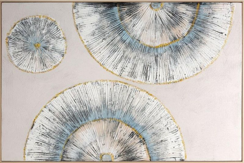 Obraz 661/B Eurofirany 82x122 cm ręcznie malowana abstrakcja popielato, niebieska na płótnie z motywem geometrycznym 1 szt.