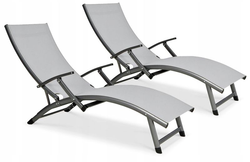Zestaw Leżaków Focus Garden Leżak Ogrodowy Plażowy Składany Relax Na Basen Wygodny 2 Szt