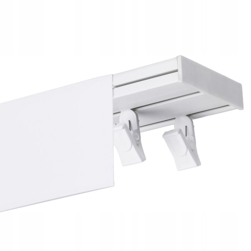 Karnisz sufitowy podwójny Naokienko z maskownicą pcv 630cm, biała szyna podwójna 1 kpl.