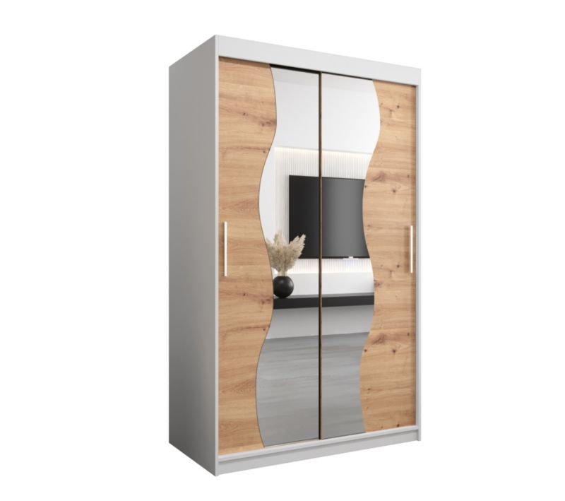 Szafa przesuwna Garderoba Abiks MADRYT 120 biały mat + dąb artisan 1 szt.