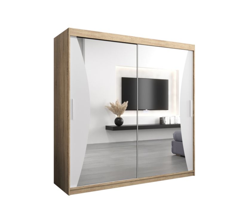 Szafa przesuwna Garderoba Abiks MONACO 200 dąb sonoma +biały mat 1 szt.