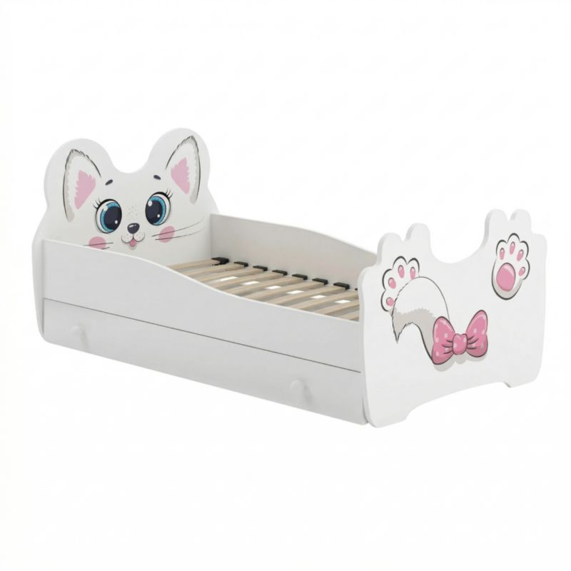 Łóżko pojedyncze KOBI Pink Cat 140x70 z szufladą 1 szt.