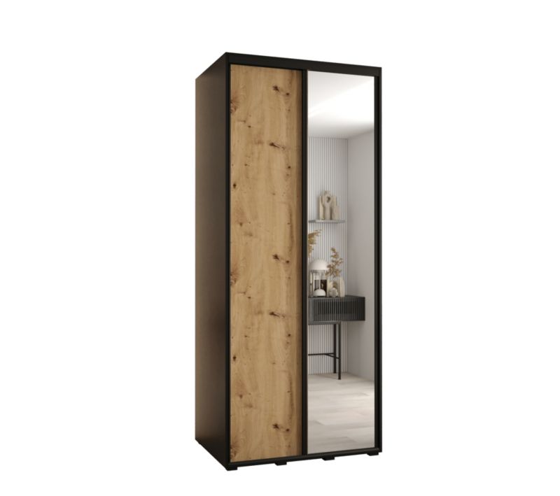 Szafa przesuwna Abiks DAVOS 3 wysoka szer.120cm gł.60cm czarny/artisan/czarny 1szt.