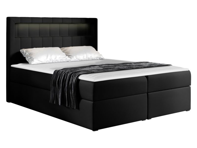 Łóżko kontynentalne MIRJAN 24 Aspen 140x200 czarna ekoskóra 1 szt.