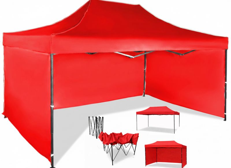 Extra Namiot ogrodowy 3x4,5 Mocne Namioty 44 kg Pawilon Handlowy ekspresowy targowy składany automatyczny Czerwony 1 szt.