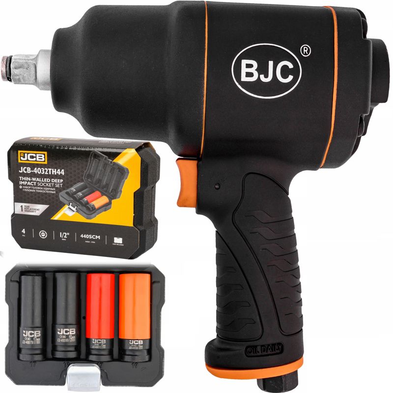 Klucz pneumatyczny BJC udarowy do kół 1/2" + nasadki do felg 17-19mm 1szt.