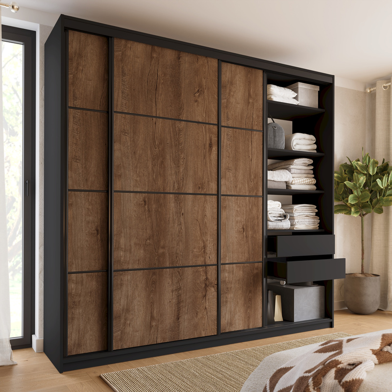 Pojemna szafa przesuwna 250 cm LOFT MAX dąb lefkas