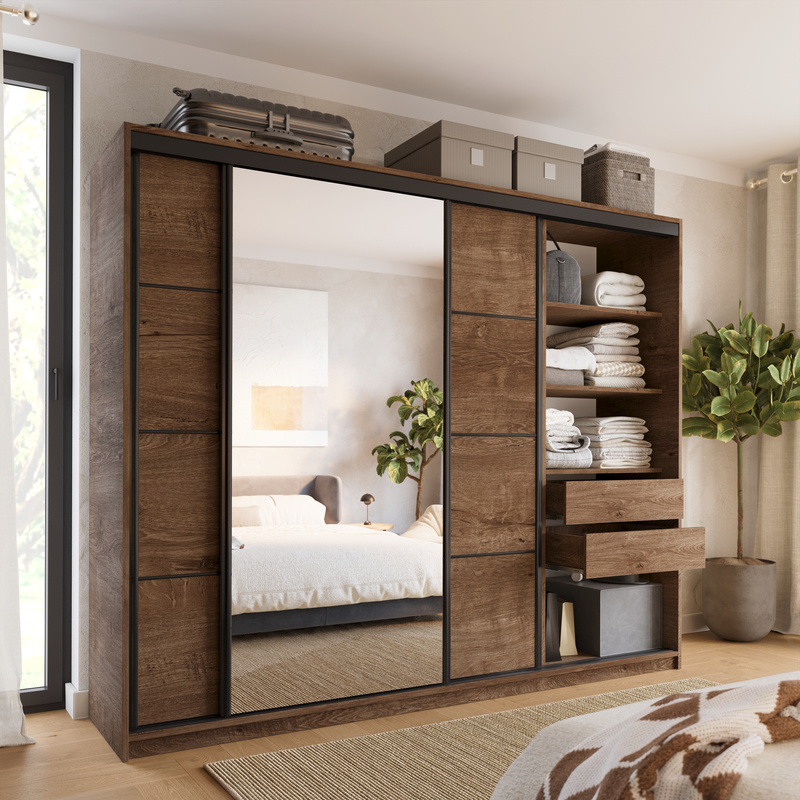 Szafa przesuwna 250 cm dąb lefkas LOFT