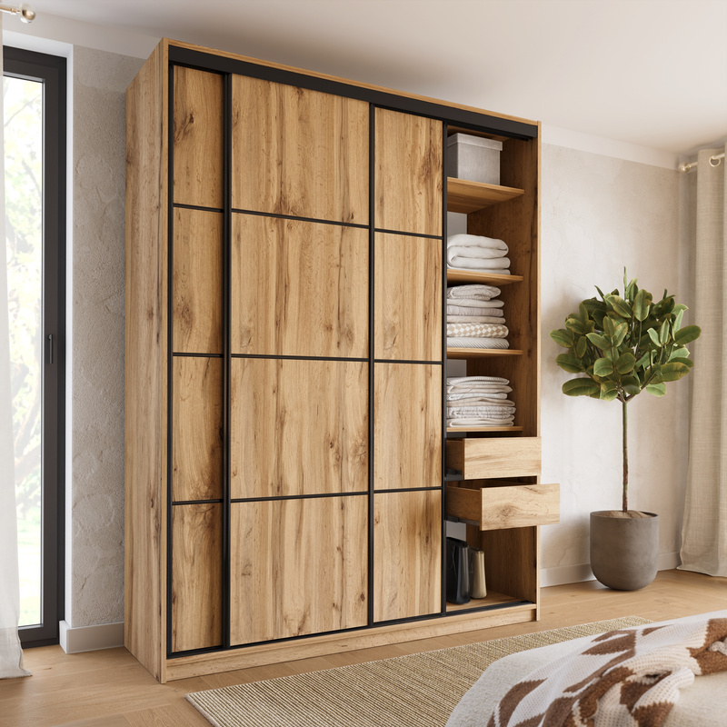 Szafa przesuwna trzydrzwiowa 180 cm LOFT MAX dąb wotan