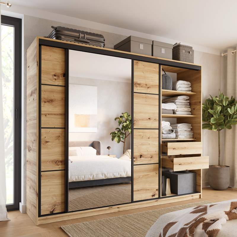 Szafa przesuwna 250 cm dąb artisan LOFT