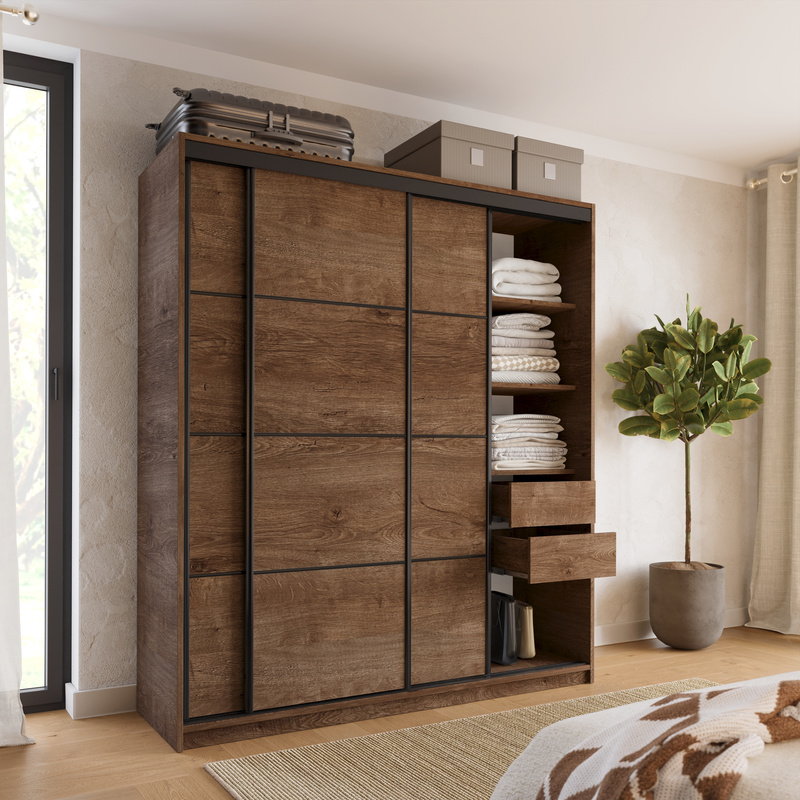 Szafa przesuwna 180 cm dąb lefkas LOFT