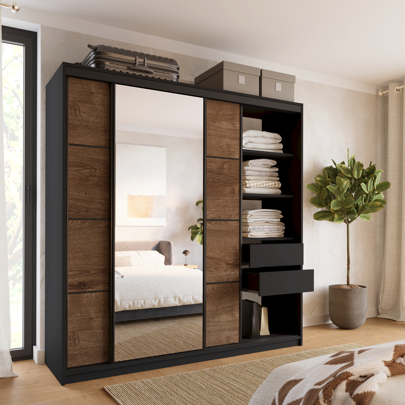 Szafa przesuwna dąb lefkas 200 cm LOFT