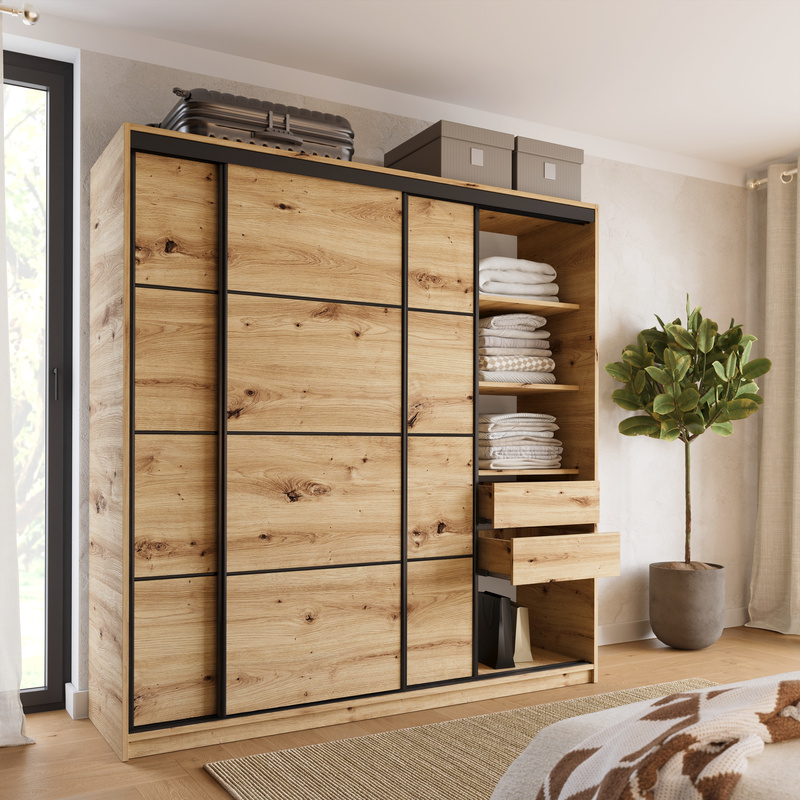 Szafa przesuwna 200 cm dąb artisan LOFT