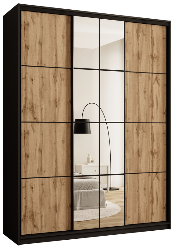 Szafa przesuwna do sypialni z lustrem 180 cm EDGE MAX dąb wotan