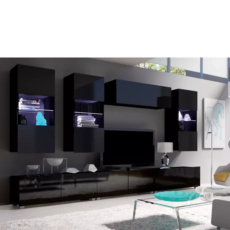 Meblościanka czarny połysk MODERN 11