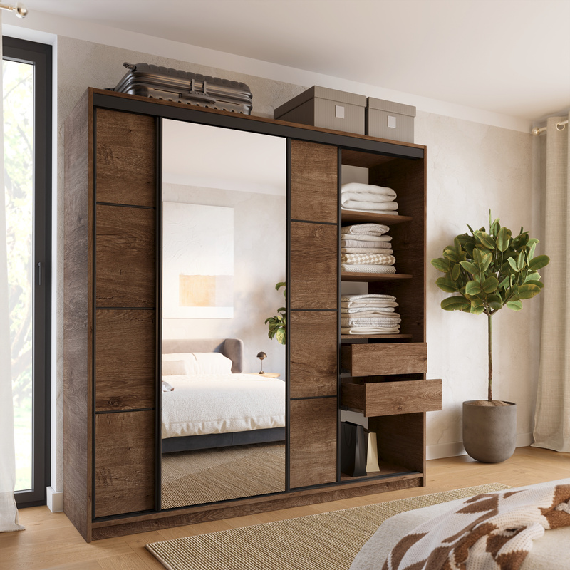 Szafa przesuwna 200 cm dąb lefkas LOFT