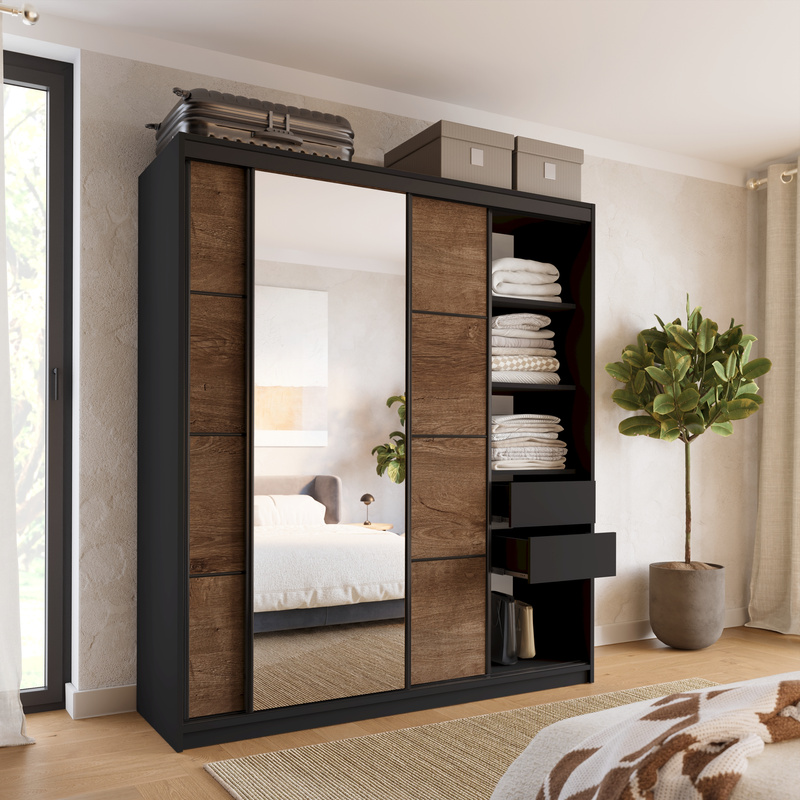 Szafa przesuwna dąb lefkas 180 cm LOFT