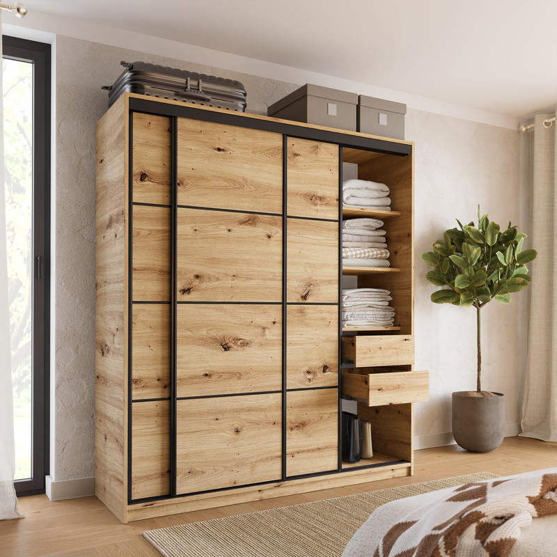 Szafa przesuwna dąb artisan 180 cm LOFT