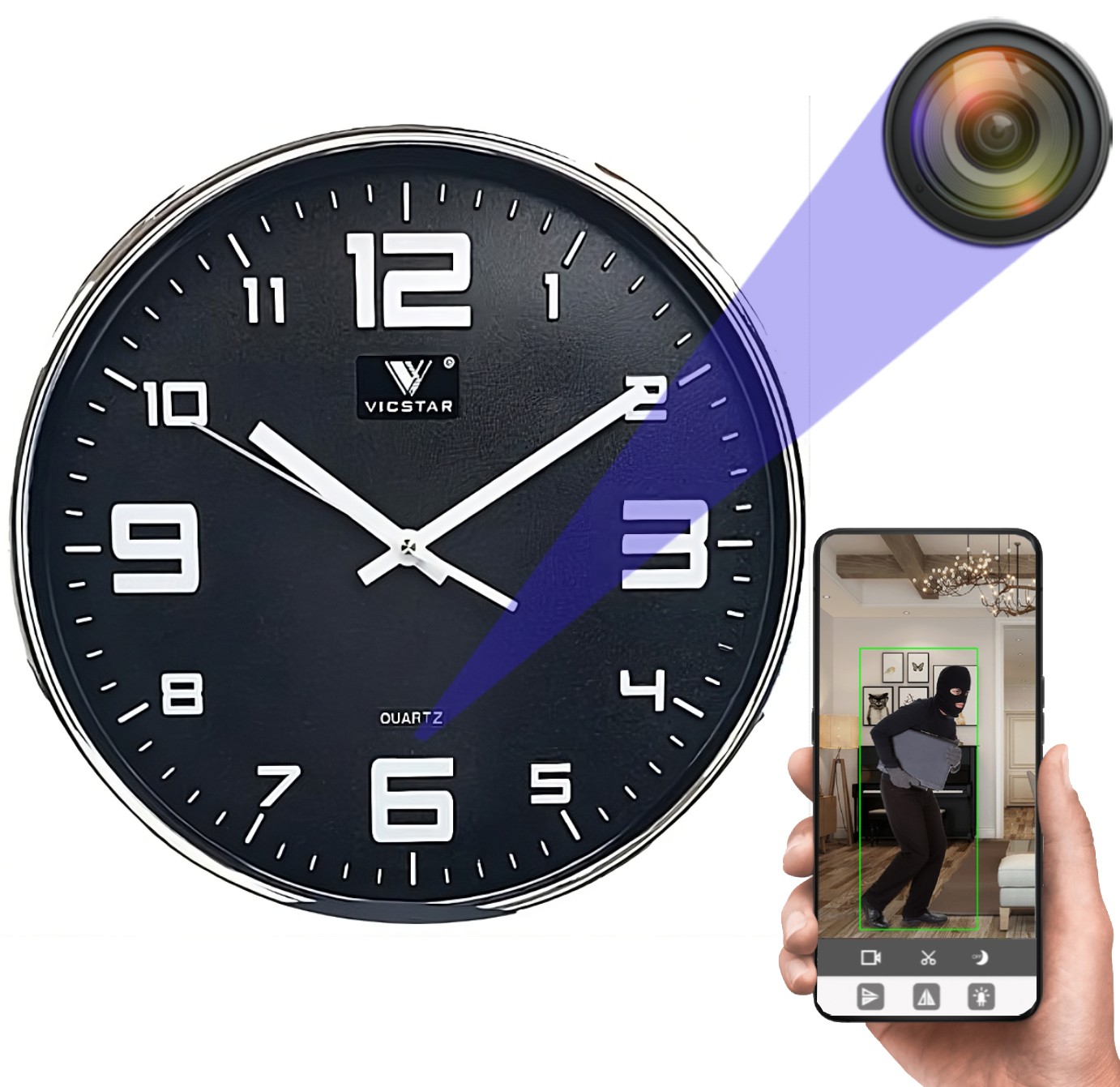 Ukryta kamera WiFi w zegarze na ścianę MK204